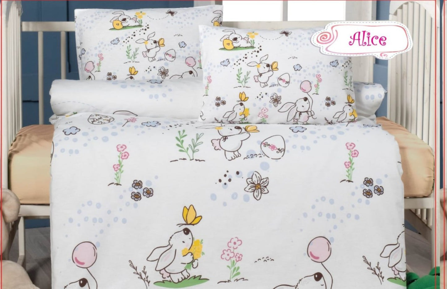 Sweet Dreams Bunny & Kitten Nursery Bedding Set – Soft Pastel Crib Collection