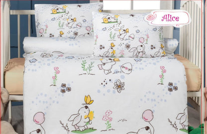 Sweet Dreams Bunny & Kitten Nursery Bedding Set – Soft Pastel Crib Collection