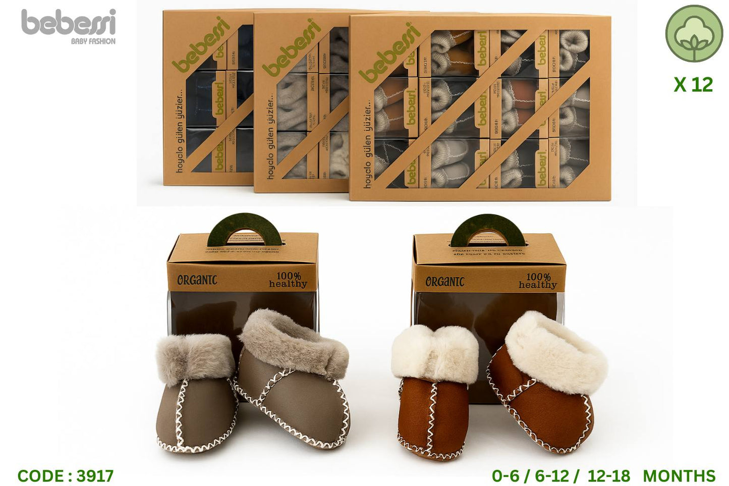 Bebessi Plush Fur-Lined Baby Booties Gift Set – Soft, Cozy & Adorable