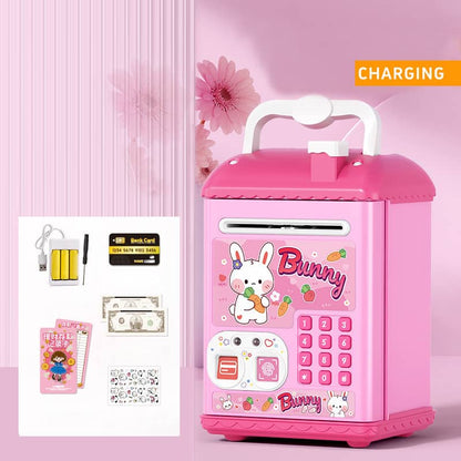 Kids Electronic Dinosaur Piggy Bank Safe – Password & Fingerprint ATM Coin Bank (Rechargeable)