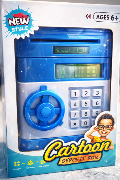 🔐 Cartoon ATM-Style Deposit Box for Kids – Password Protected Piggy Bank (Ages 6+)