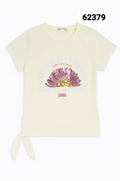 Spread Happiness Floral Graphic Tie-Hem T-Shirt