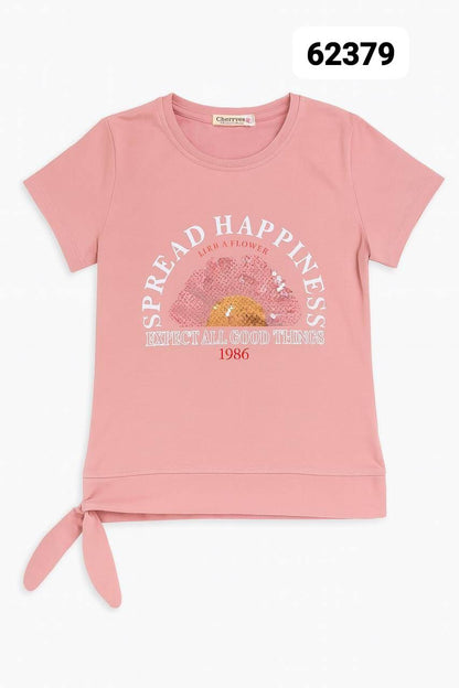 Spread Happiness Floral Graphic Tie-Hem T-Shirt