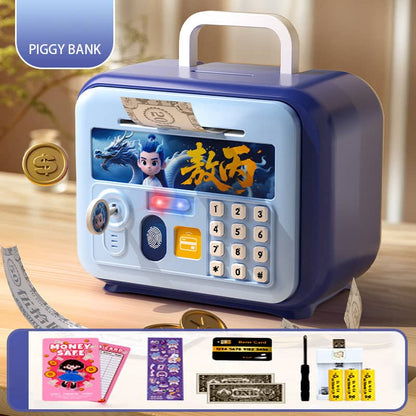 ✨ Kids Electronic Piggy Bank Safe – Password & Card Unlock | Cute Cartoon Money Box with Lights & Sounds