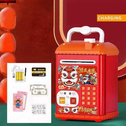Kids Electronic Dinosaur Piggy Bank Safe – Password & Fingerprint ATM Coin Bank (Rechargeable)